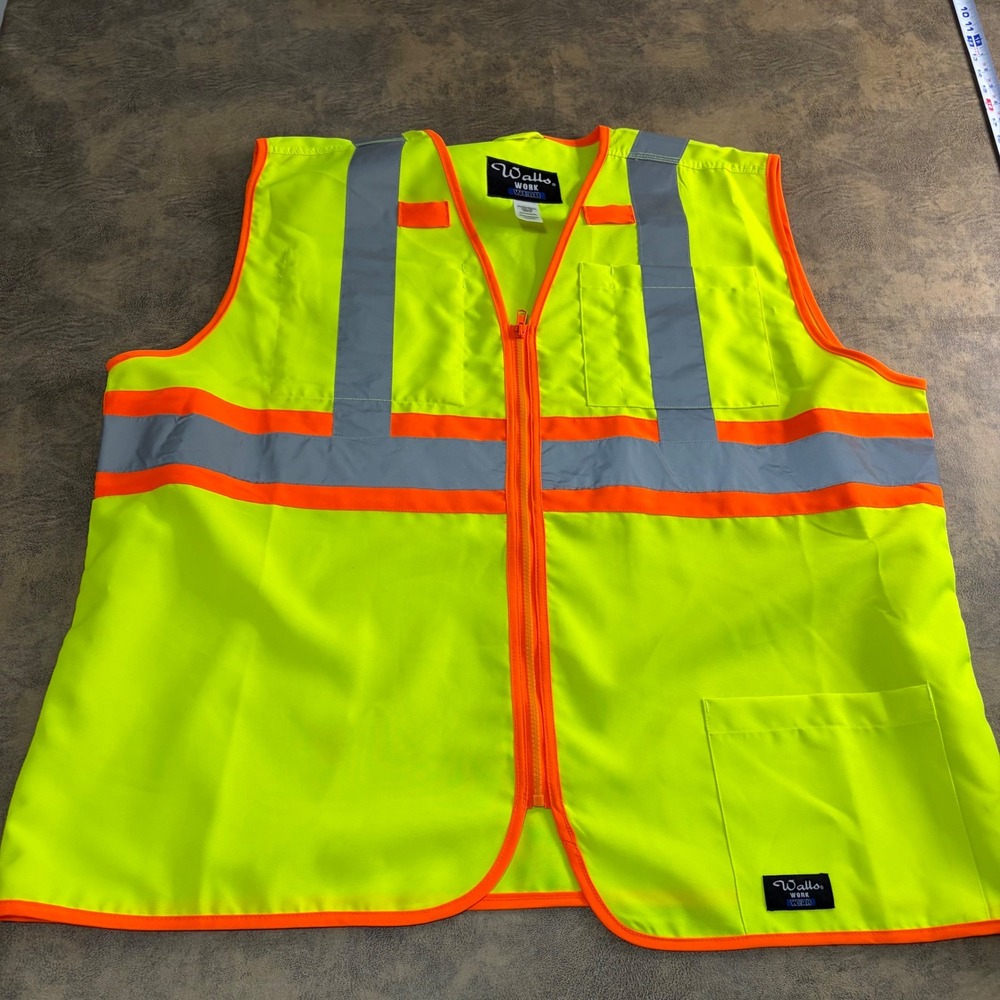 Walls Safety Vest Mens 2XL Yellow Reflective High Visibility Workwear‎ W38230J